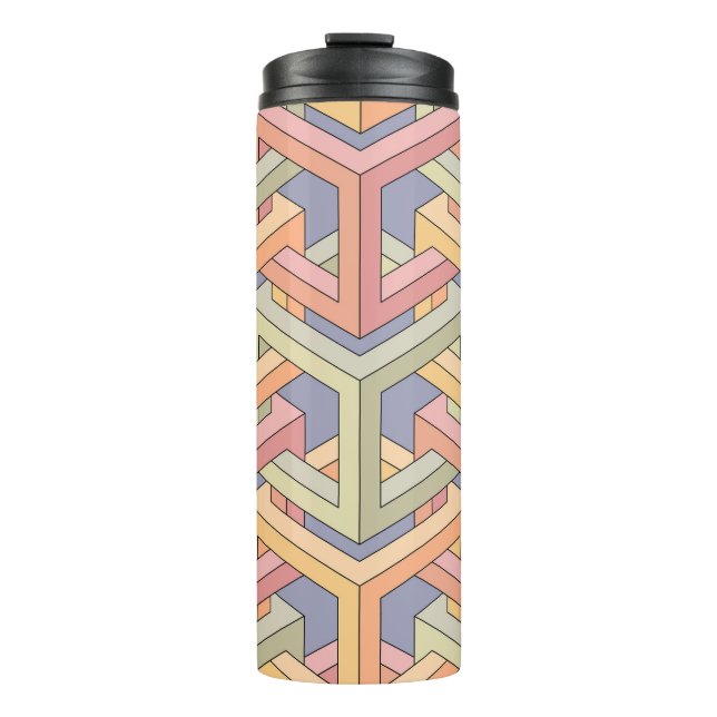 3D Cubes, Optical Illusion Pattern. Thermal Tumbler (Front)