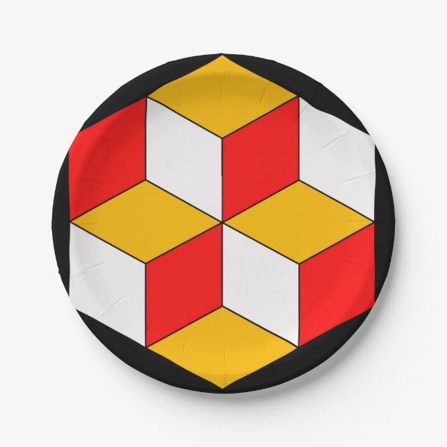 3d cubes paper plate (Front)