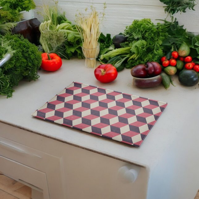 3d Cubes Pattern Cutting Board (Chopping Board)