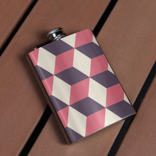 3d Cubes Pattern Hip Flask