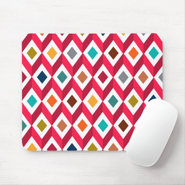 3D Cubes Pink  Mouse Pad (With Mouse)