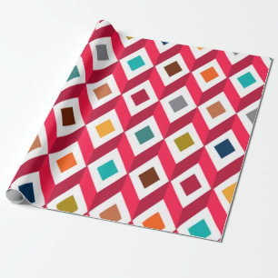 3D Cubes Pink Wrapping Paper