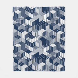 3D cubes seamless pattern background, lined dimens Fleece Blanket