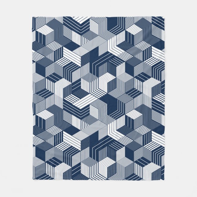 3D cubes seamless pattern background, lined dimens Fleece Blanket (Front)