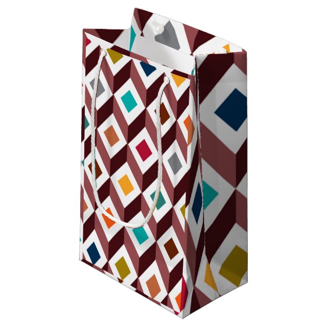 3D Cubes  Small Gift Bag (Front Angled)