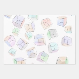 3D cubes Throw Pillow Wrapping Paper Sheet
