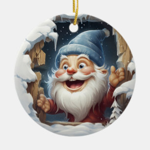 3D Customized Joyful Santa Ceramic Ornament
