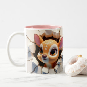 3D Cute Baby Deer Hot Cocoa Coffee Animals Two-Tone Coffee Mug