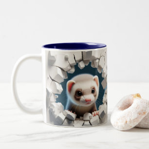 3D Cute Baby Ferret Hot Cocoa Coffee Animals Two-Tone Coffee Mug