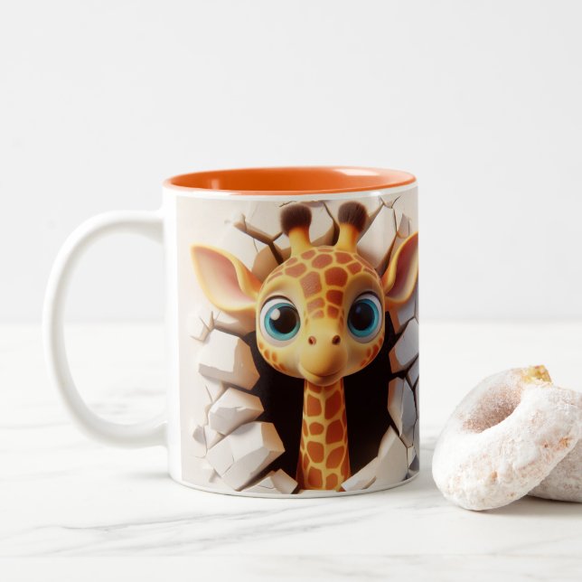 3D Cute Baby Giraffe Hot Cocoa Coffee Animals Mug (With Donut)