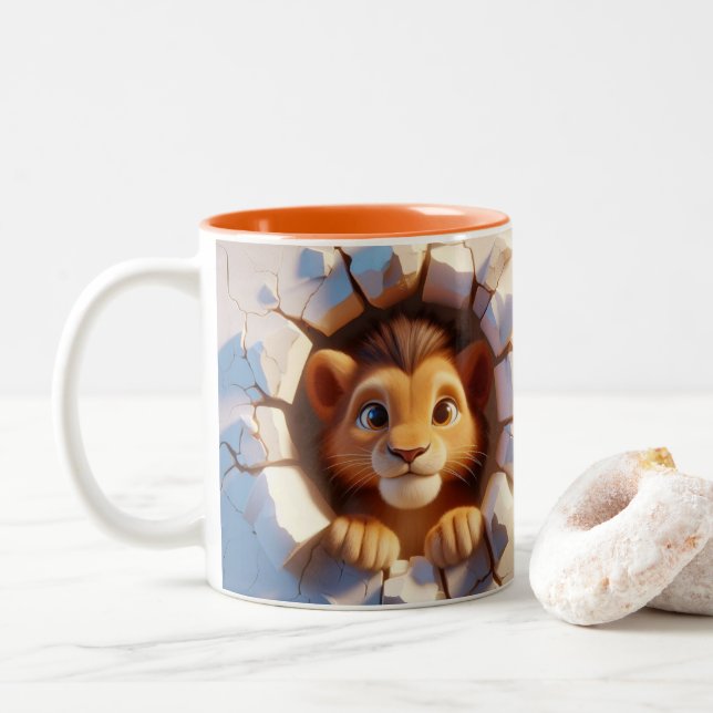 3D Cute Baby Lion Hot Cocoa Coffee Animals Mug (With Donut)