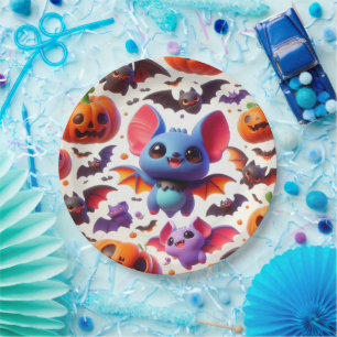 3D cute bats halloween Paper Plate