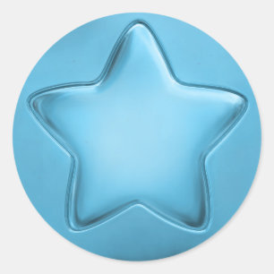 3D Cute Blue Jelly Award Achievement Medal Star Classic Round Sticker