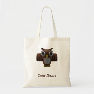 3D Cute Brown And White Cartoon Owl Tote Bag