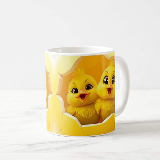 3d cute chicks mug wrap design (Front Right)