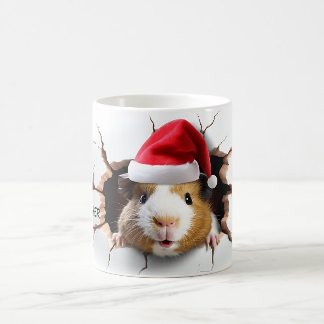 3D Cute Guinea pig with Santa Hat Coffee Mug (Center)