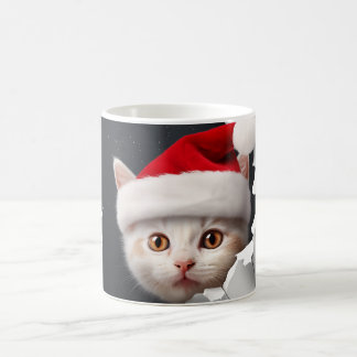 3D Cute Kitten with Santa Hat Coffee Mug