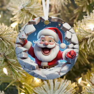 3D Cute Santa Festive Winter Christmas Metal Tree Decoration