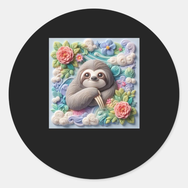 3d Cute Sloth Sticker  (Front)