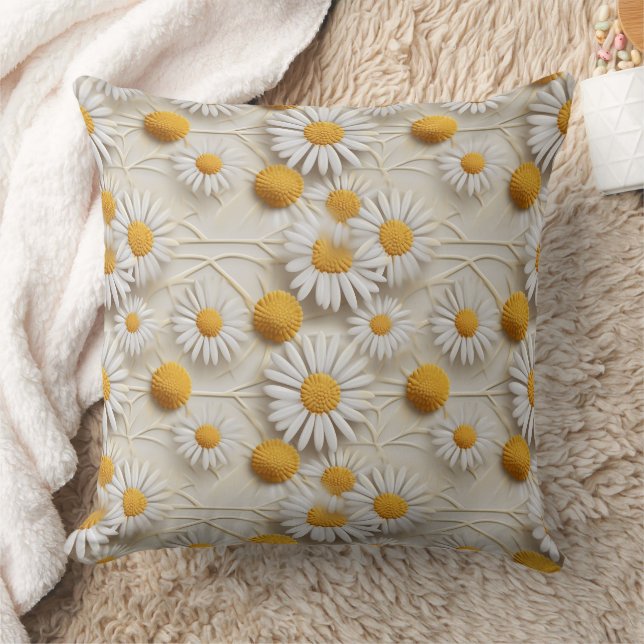 3d daisies white and yellow cushion (Blanket)