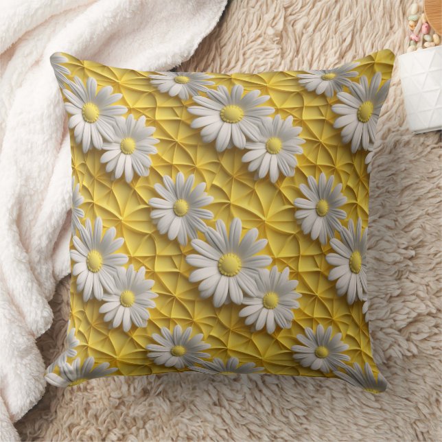 3d daisies white and yellow cushion (Blanket)