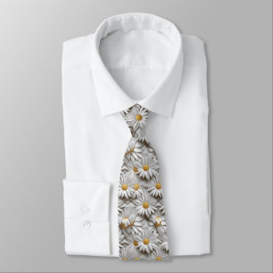 3d daisies white and yellow neck tie