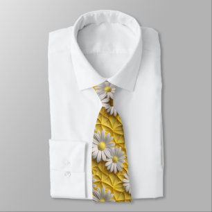 3d daisies white and yellow tie
