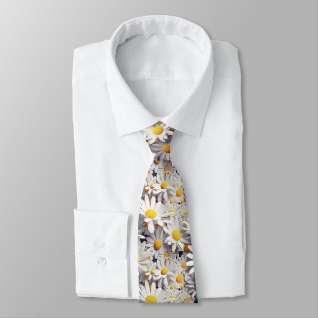3d daisies white and yellow tie (Tied)