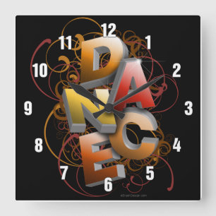 3D Dance (fall) Square Wall Clock