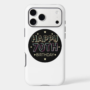 3d dark colorful round happy 70th birthday