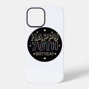 3d dark colourful round happy 70th birthday iPhone 12 pro case