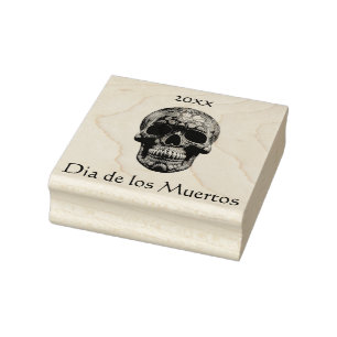 3D Day of the Dead skull, custom Rubber Stamp