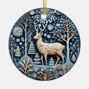 3D Deer Chirstmas Animal  Ceramic Ornament