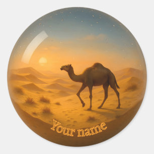 3D Desert Camel Glass Sphere Sticker