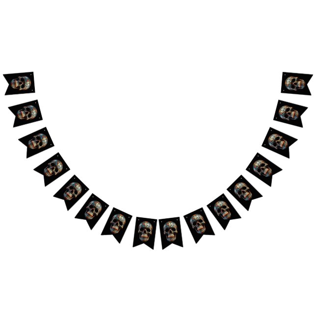 3D Dia de los Muertos skull Bunting (All)