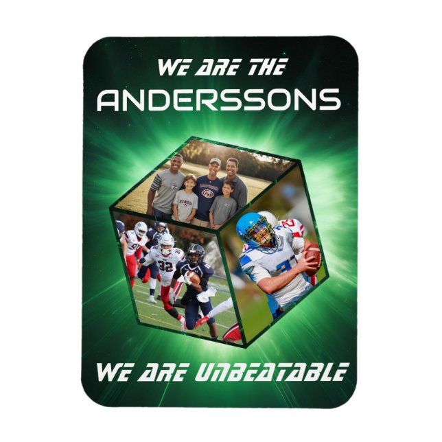 3D dice photocollage in front of bright light Magnet (Vertical)