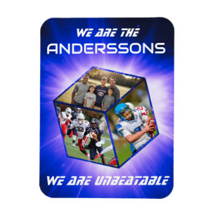 3D dice photocollage in front of bright light Magnet