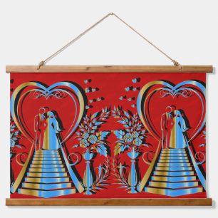 3D Digital Design Wood-Topped Wall Tapestries