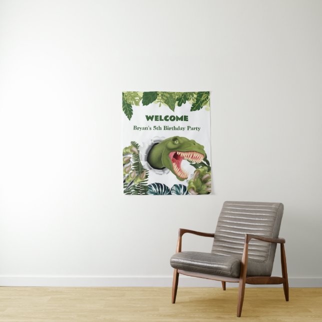 3D Dinosaur Birthday Tapestry (In Situ)