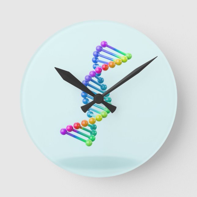 3D DNA double helix ona blue background Round Clock (Front)