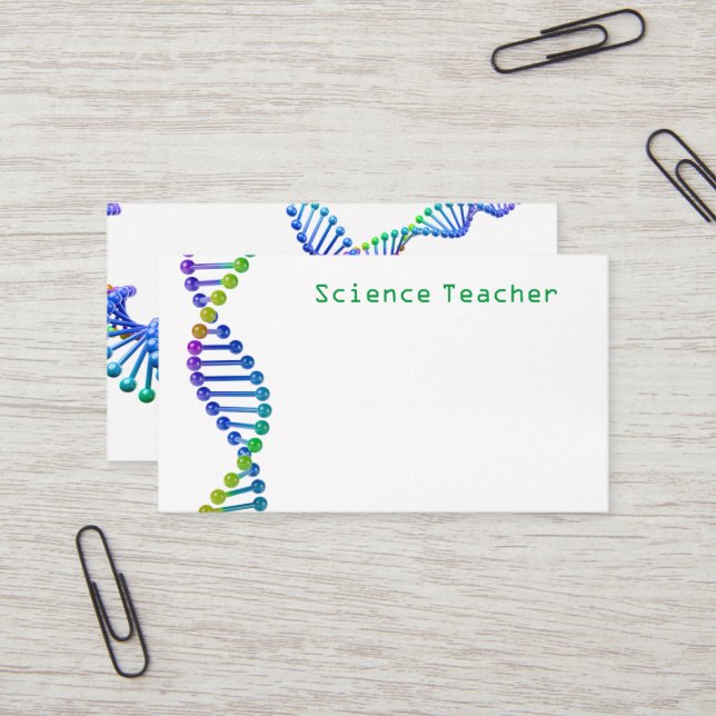 3D DNA double helix science teacher Business Card (Front/Back In Situ)