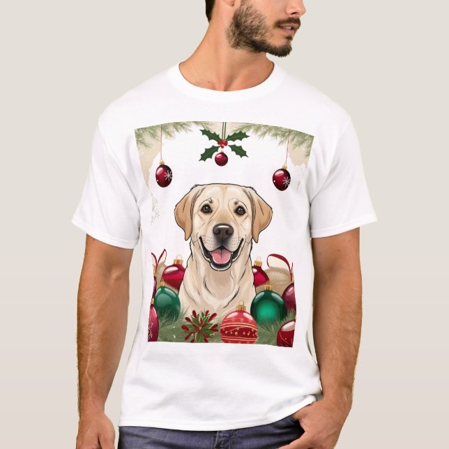 3D Dog in christmas T-Shirt (Front)