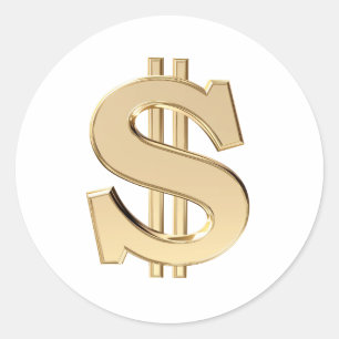 3D dollar sign Classic Round Sticker