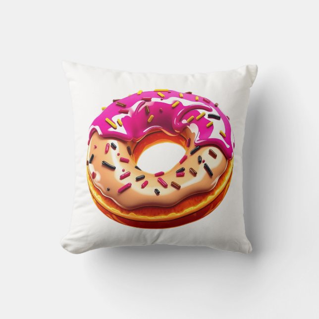 3D Donut with Pink Frosting Cushion (Front)