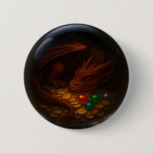 3D Dragon & Treasure Glass Sphere Button