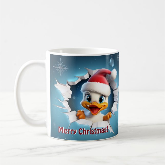 3D Duck Christmas  Coffee Mug (Left)