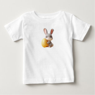 3D Easter Bunny Holding a Vibrant Egg Baby T-Shirt