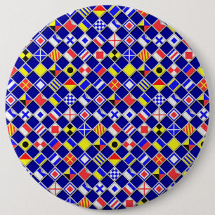 3D Effect Chequered Nautical Flag tiles Decor 6 Cm Round Badge