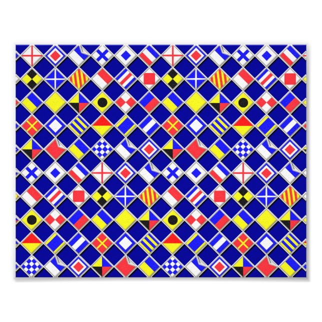 3D Effect Chequered Nautical Flag tiles Decor Photo Print (Front)