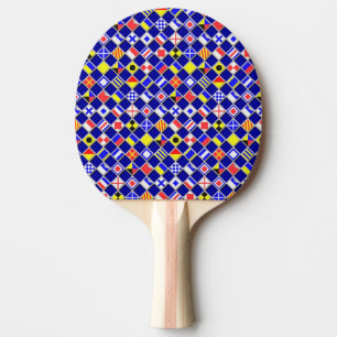 3D Effect Chequered Nautical Flag tiles Pattern Ping Pong Paddle